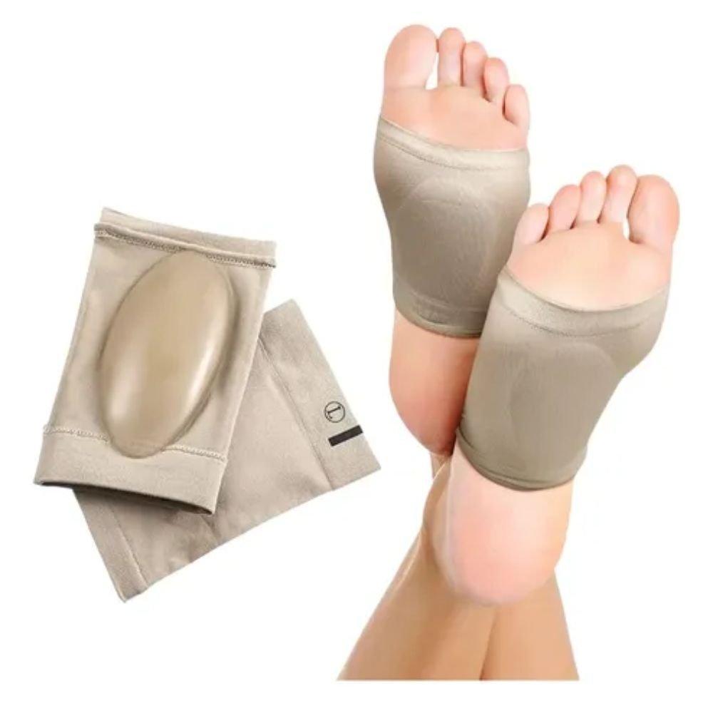 Meia Ortopédica Planta Dos Pés Palmilha Corretor Sola Fascite Plantar Para Alívio De Dores Dor Bege Unissex - Imagem 2