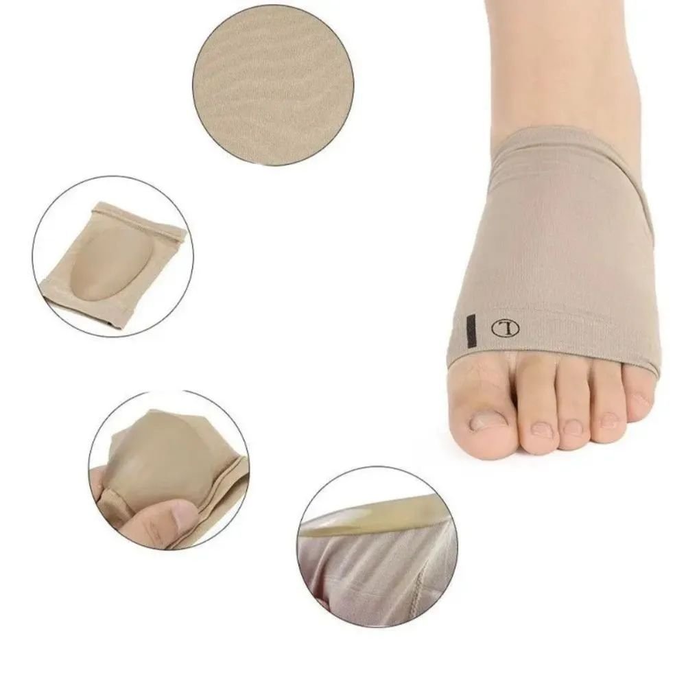 Meia Ortopédica Planta Dos Pés Palmilha Corretor Sola Fascite Plantar Para Alívio De Dores Dor Bege Unissex - Imagem 4