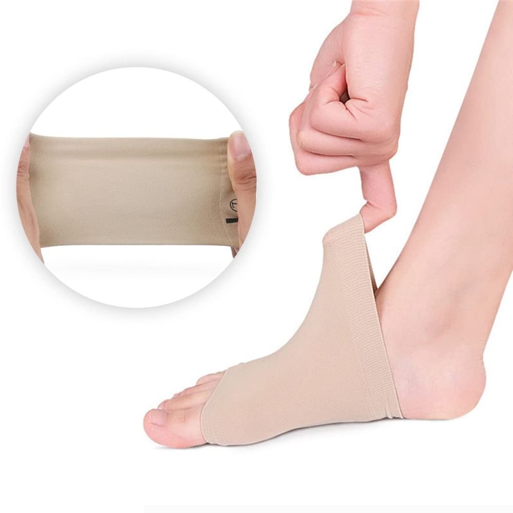 Meia Ortopédica Planta Dos Pés Palmilha Corretor Sola Fascite Plantar Para Alívio De Dores Dor Bege Unissex - Imagem 3