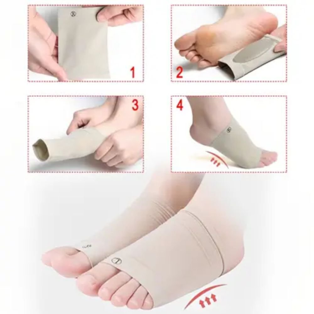 Meia Ortopédica Planta Dos Pés Palmilha Corretor Sola Fascite Plantar Para Alívio De Dores Dor Bege Unissex - Imagem 5