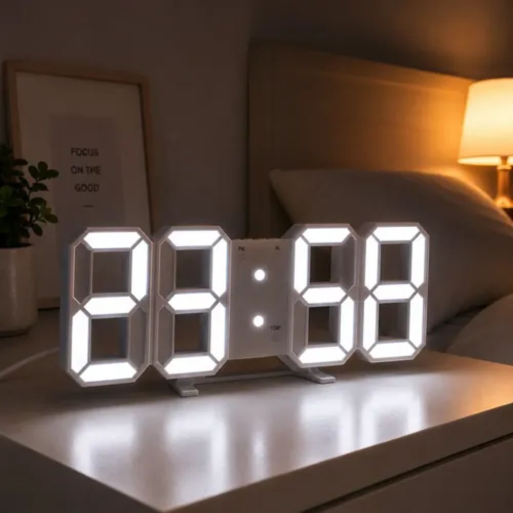 Relógio Digital Led 3d Decorativo Parede Mesa Alarme Data Temperatura Usb - Imagem 4