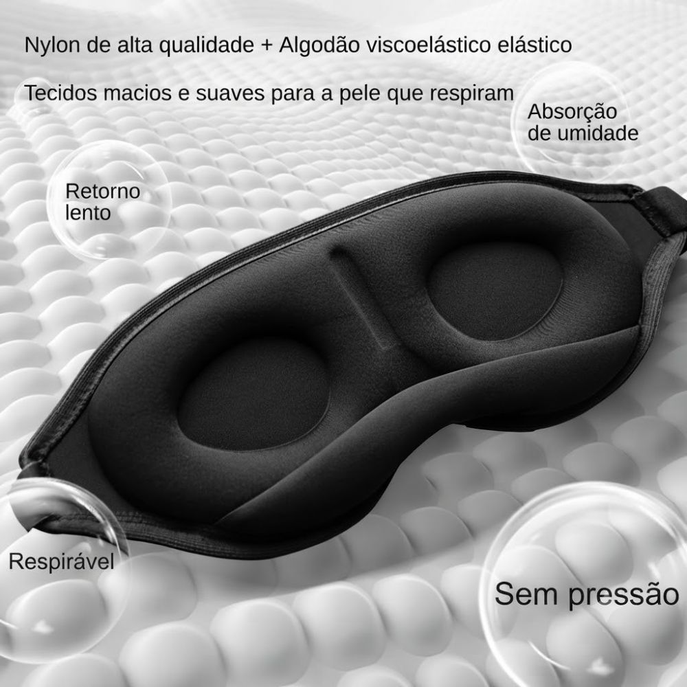 Máscara de Dormir 3d com Espuma Memória Seda Gelada Bloqueio Luz Ajustável - Imagem 3