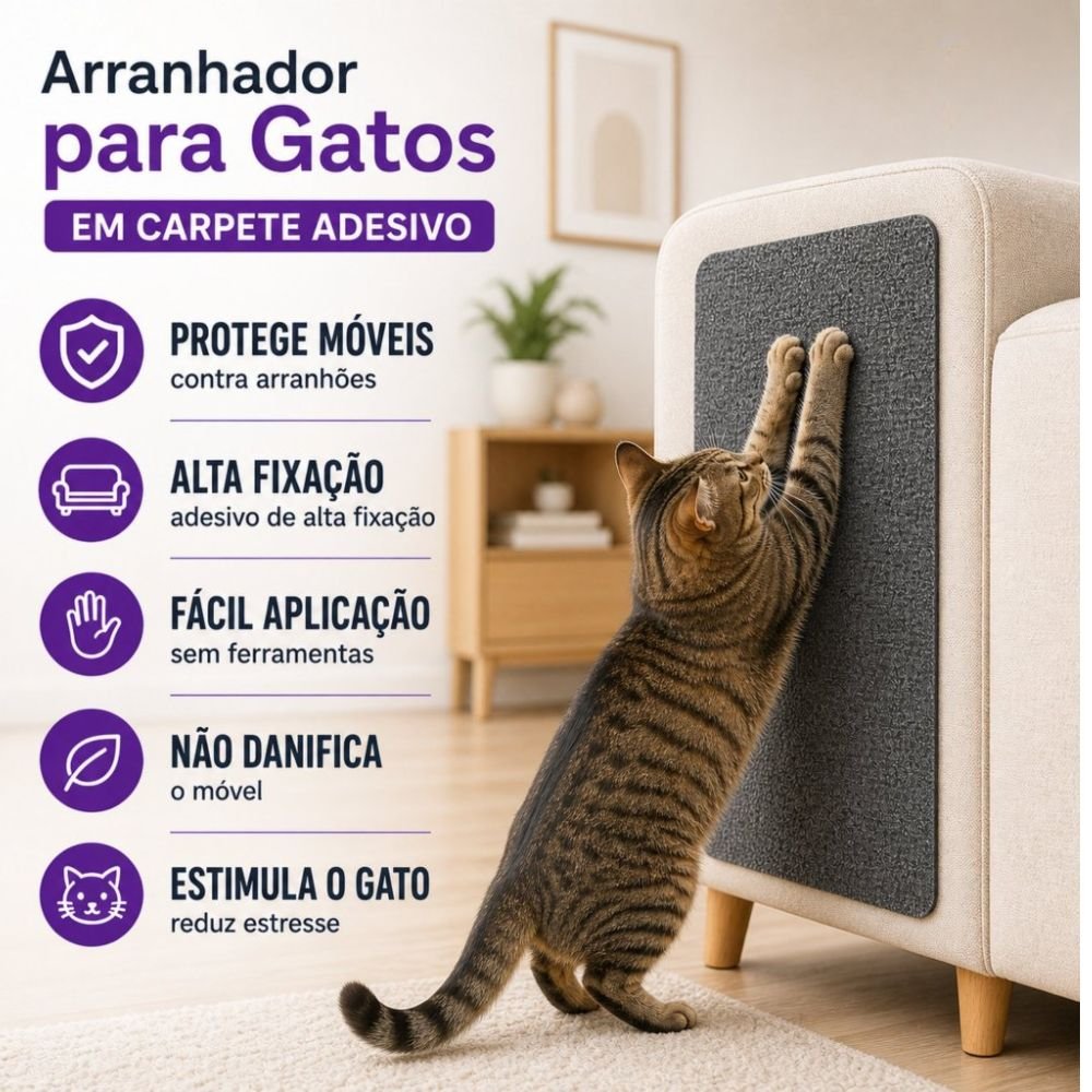 Arranhador Adesivo para Gato Protetor de Sofá Móveis Carpete Autocolante - Imagem 4