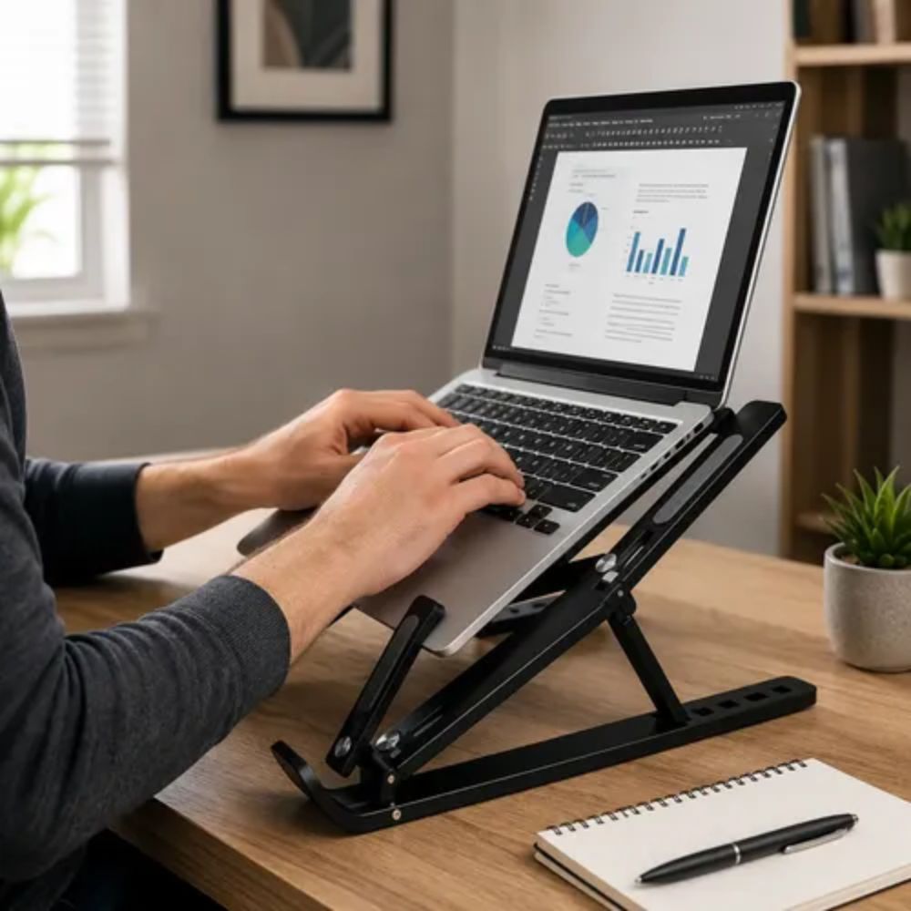 Suporte Articulado para Notebook e Tablet Metal Ajustável Ergonômico Preto - Imagem 4