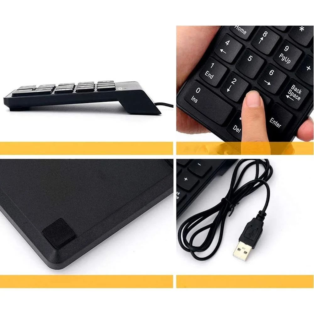 Teclado Numérico USB 18 Teclas Externo Portátil Notebook Computador Preto - Imagem 3