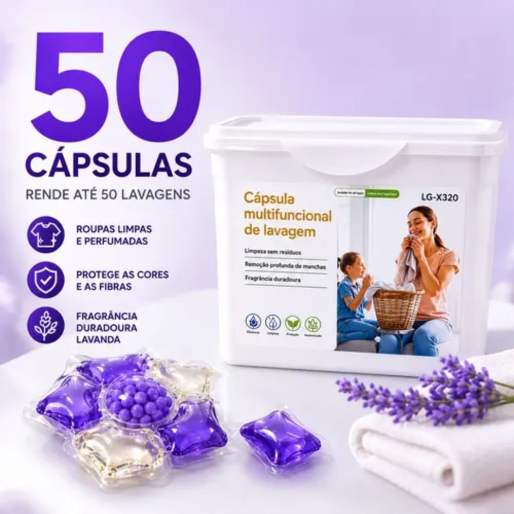 Kit 50 Sabão de Lavar Roupa em Capsulas 5 em 1 Limpeza Profunda - Imagem 7