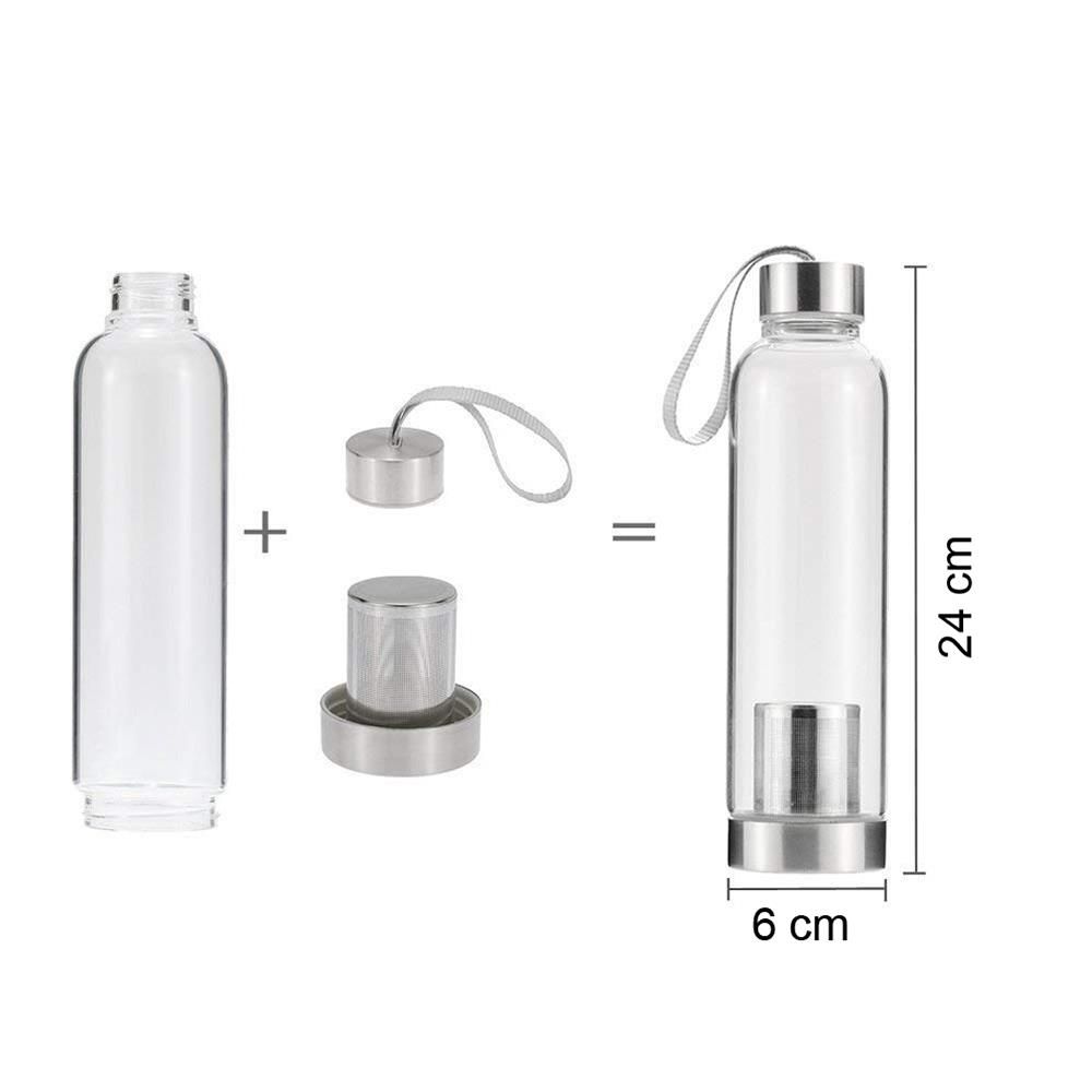 Garrafa de Vidro Squeeze Infusor Inox Neoprene 550ml Ervas Chás Alimentos - Imagem 8