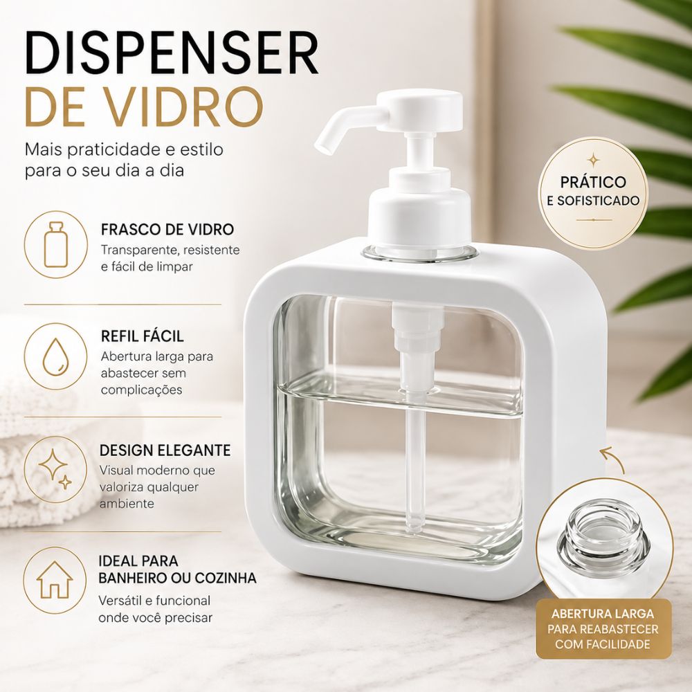 Porta Sabonete Liquido Minimalista Moderno e Sofisticado 300ml Branco - Imagem 11
