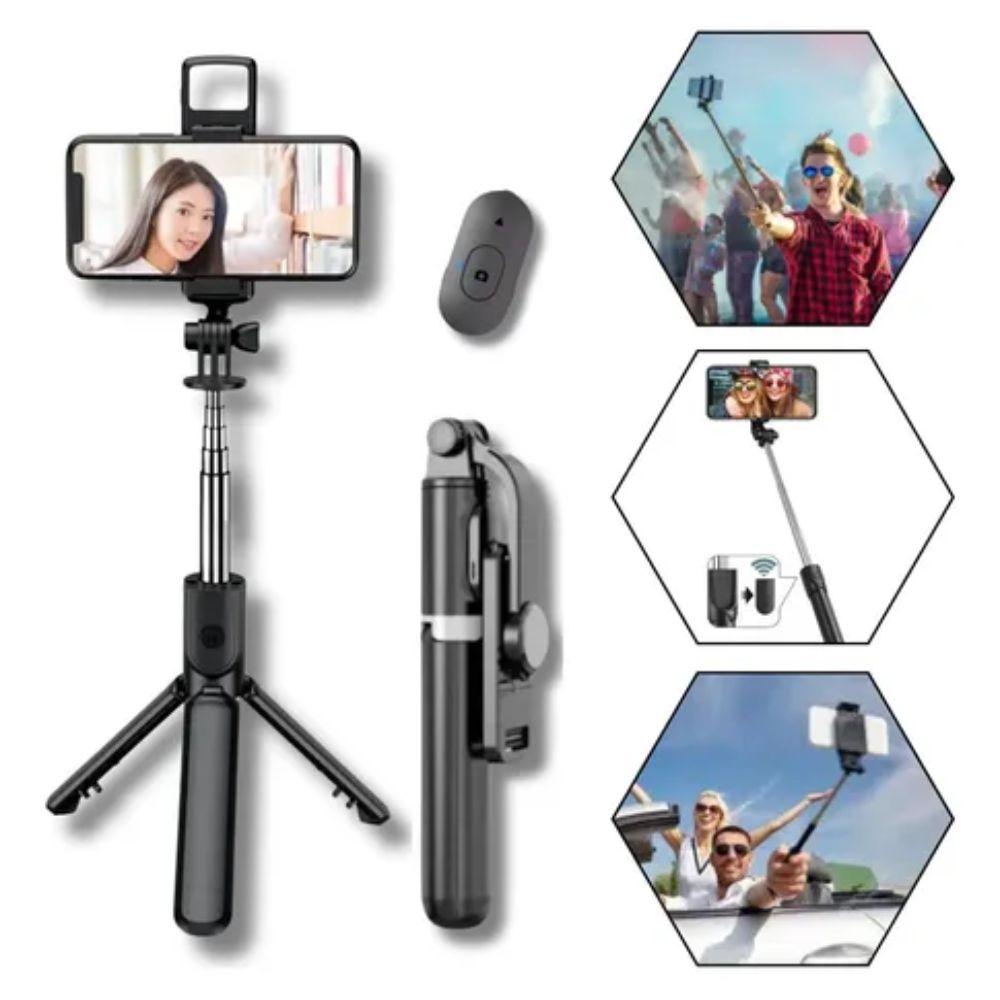Tripé Bastão de Selfie Bluetooth Sem Fio Iluminação de Led Versátil Moderno - Imagem 4