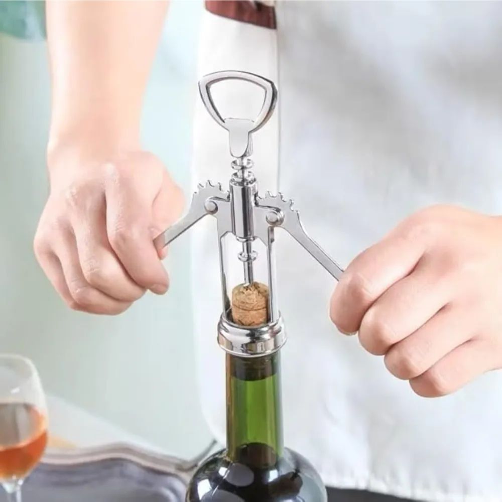 Saca Rolha Tipo Borboleta Multiuso Abridor Vinho Garrafas Manual 2 em 1 - Imagem 6