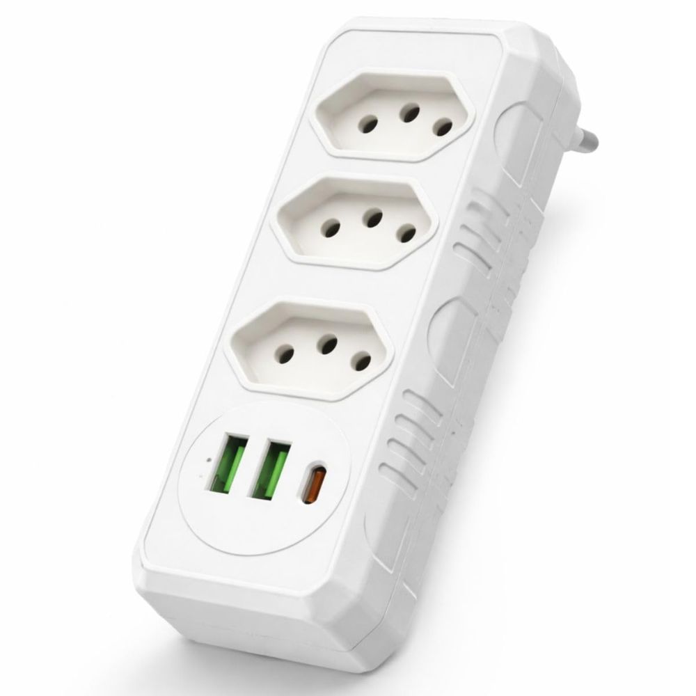Benjamin Adaptador de Tomada Triplo 10a 2 Usb 1 Tipo C Bivolt Carregador - Imagem 5