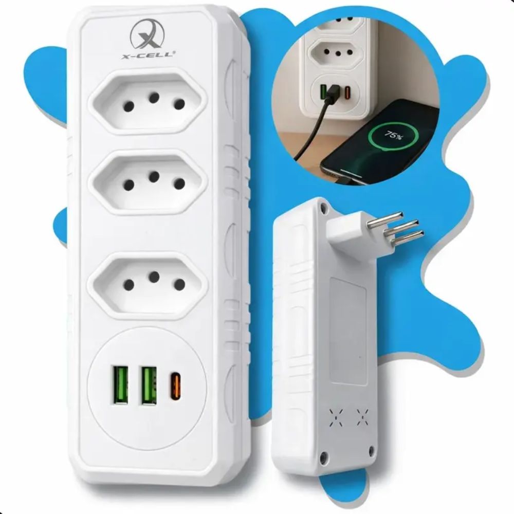 Benjamin Adaptador de Tomada Triplo 10a 2 Usb 1 Tipo C Bivolt Carregador - Imagem 6