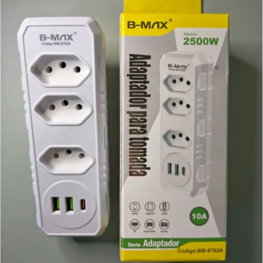 Benjamin Adaptador de Tomada Triplo 10a 2 Usb 1 Tipo C Bivolt Carregador - Imagem 8