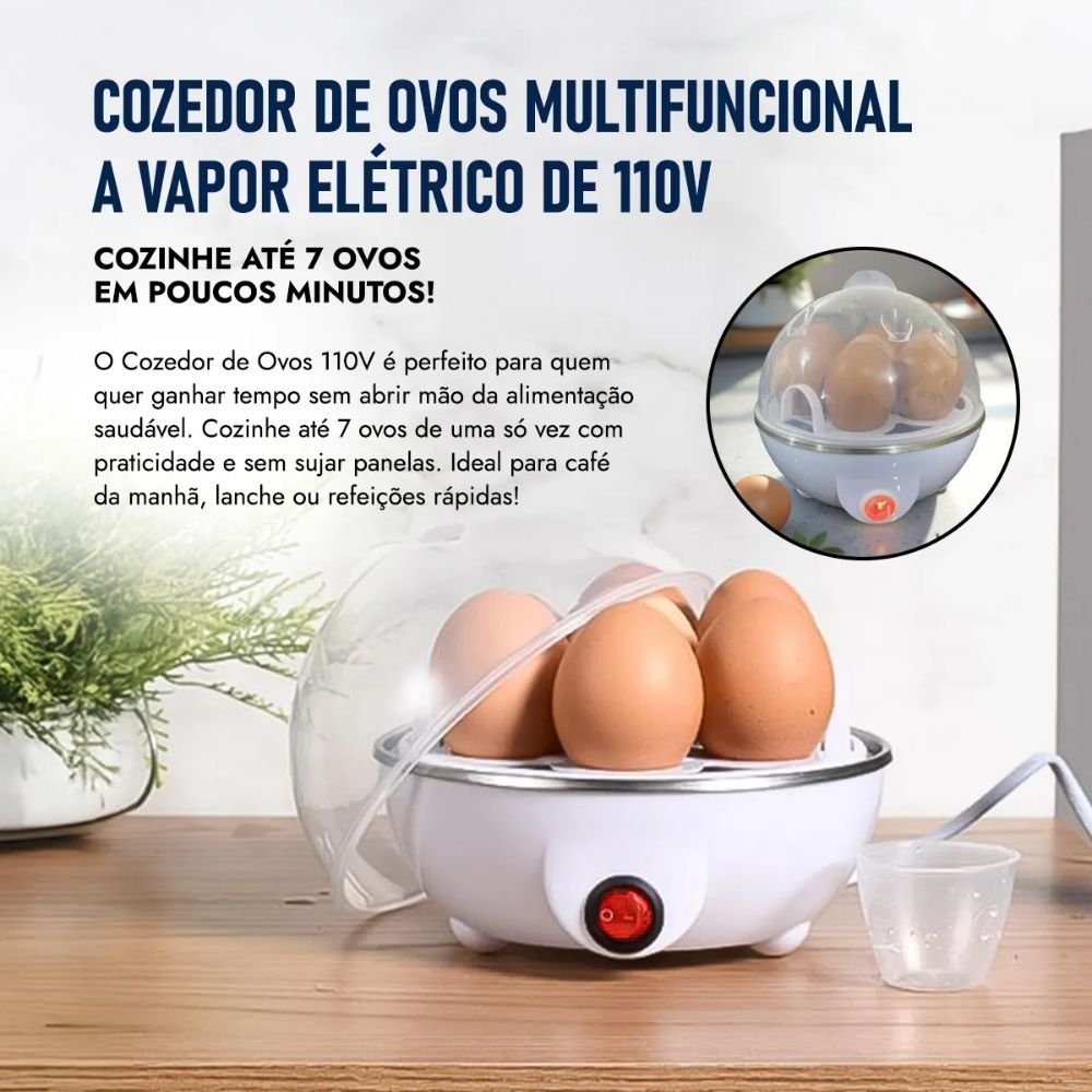 Cozedor de Ovos Elétrico Portátil para Até 7 Ovos Cozimento Rápido - Imagem 4