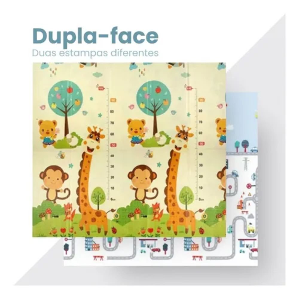 Tapete Infantil Dobrável Atividades Dupla Face Estampa Floresta Anti Impacto - Imagem 4