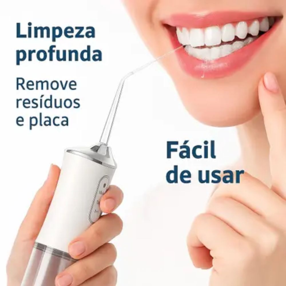 Aparelho Irrigador Oral Portátil Jato de Água Limpeza Dental Recarregável - Imagem 3
