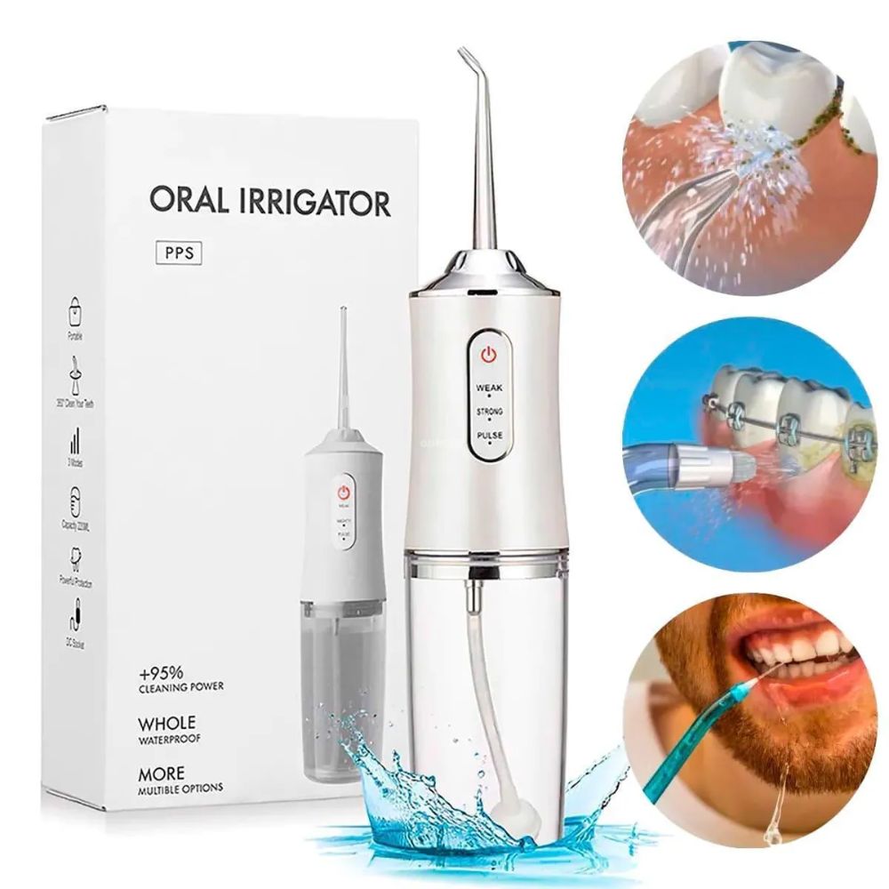 Aparelho Irrigador Oral Portátil Jato de Água Limpeza Dental Recarregável - Imagem 4