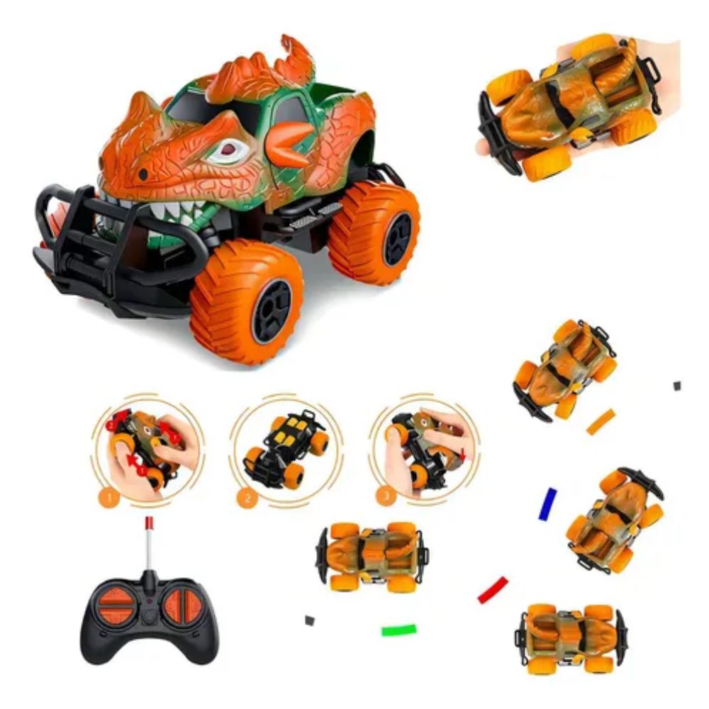 Carrinho Dinossauro Controle Remoto Rc 4x4 Infantil Off Road Pilha Resistente - Imagem 4