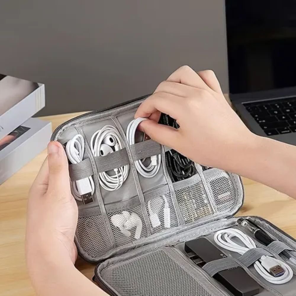 Organizador de Cabos Eletrônicos Estojo Case Bag para Carregador Viagem - Imagem 3