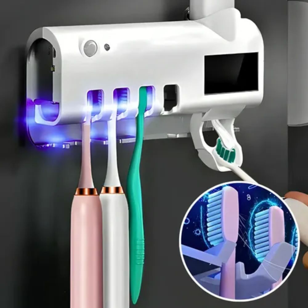 Porta Escova Dente Uv Esterilizador Dispenser Suporte de Pasta Automático - Imagem 4