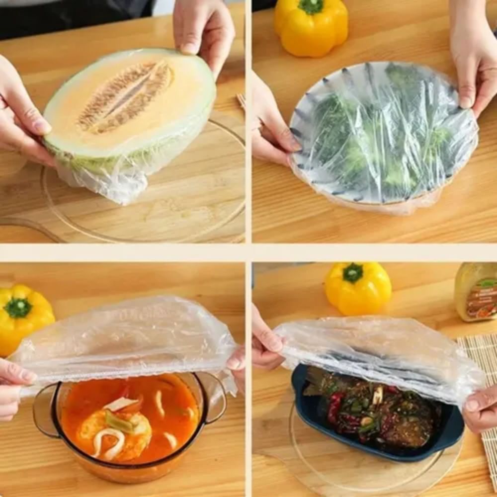 Saco Plástico Capa Protetora para Alimentos com Elástico Kit 100 Unidades - Imagem 4