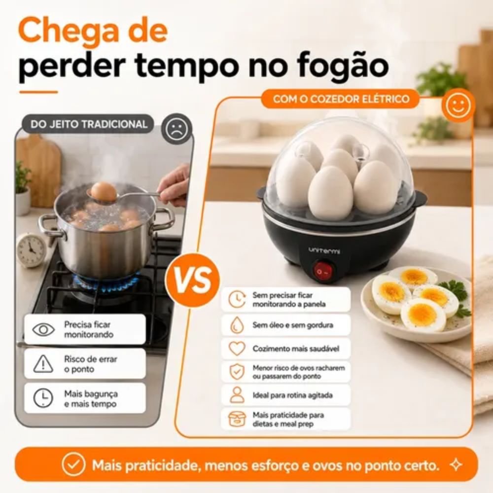 Cozedor de Ovos Elétrico Portátil para Até 7 Ovos Cozimento Rápido - Imagem 7