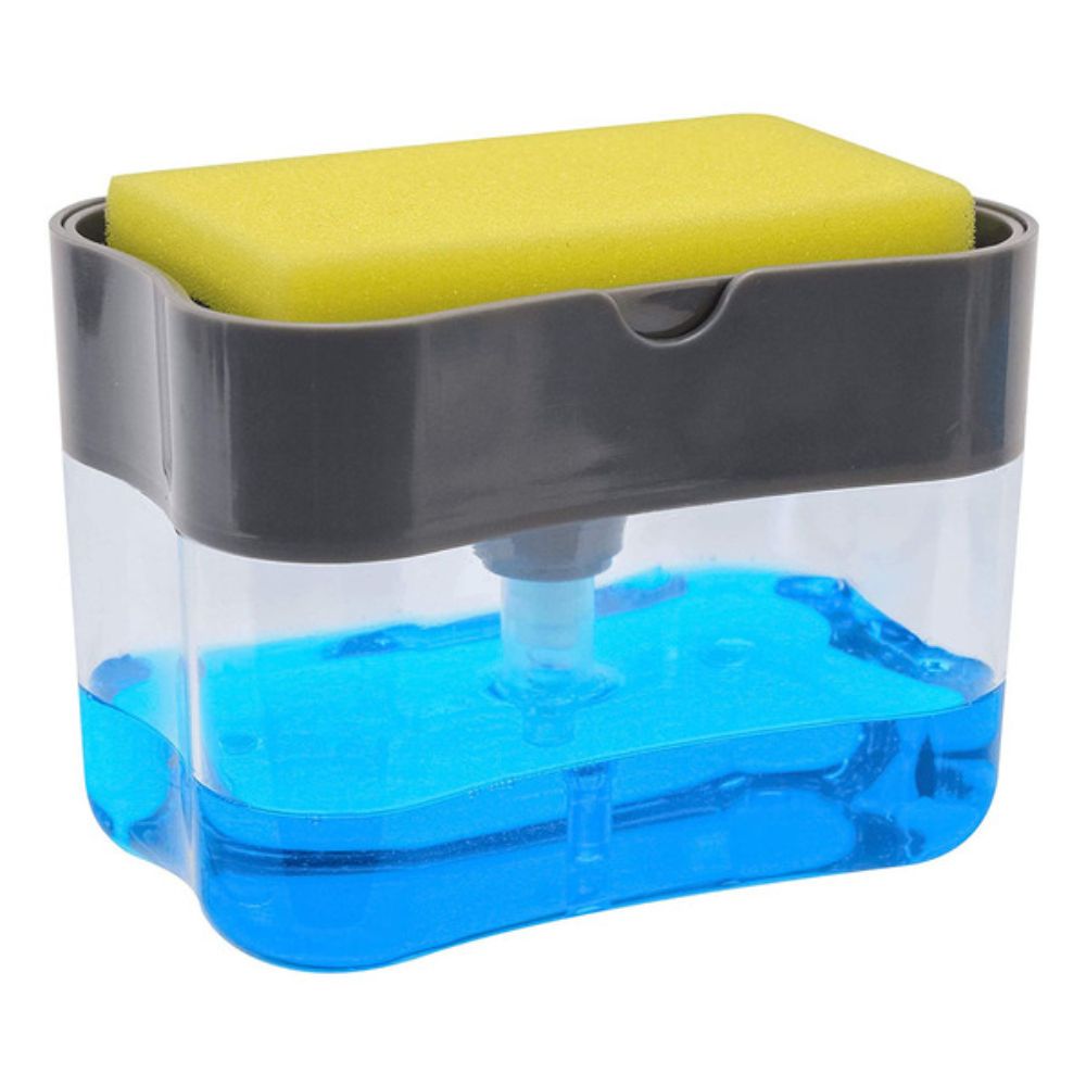 Dispenser de Detergente 2 em 1 com Esponja Porta Esponja 385ml com Dosador - Imagem 5