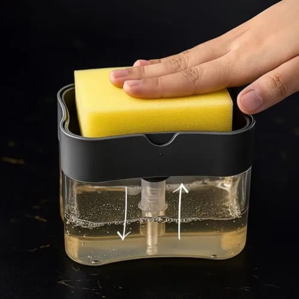 Dispenser de Detergente 2 em 1 com Esponja Porta Esponja 385ml com Dosador - Imagem 6