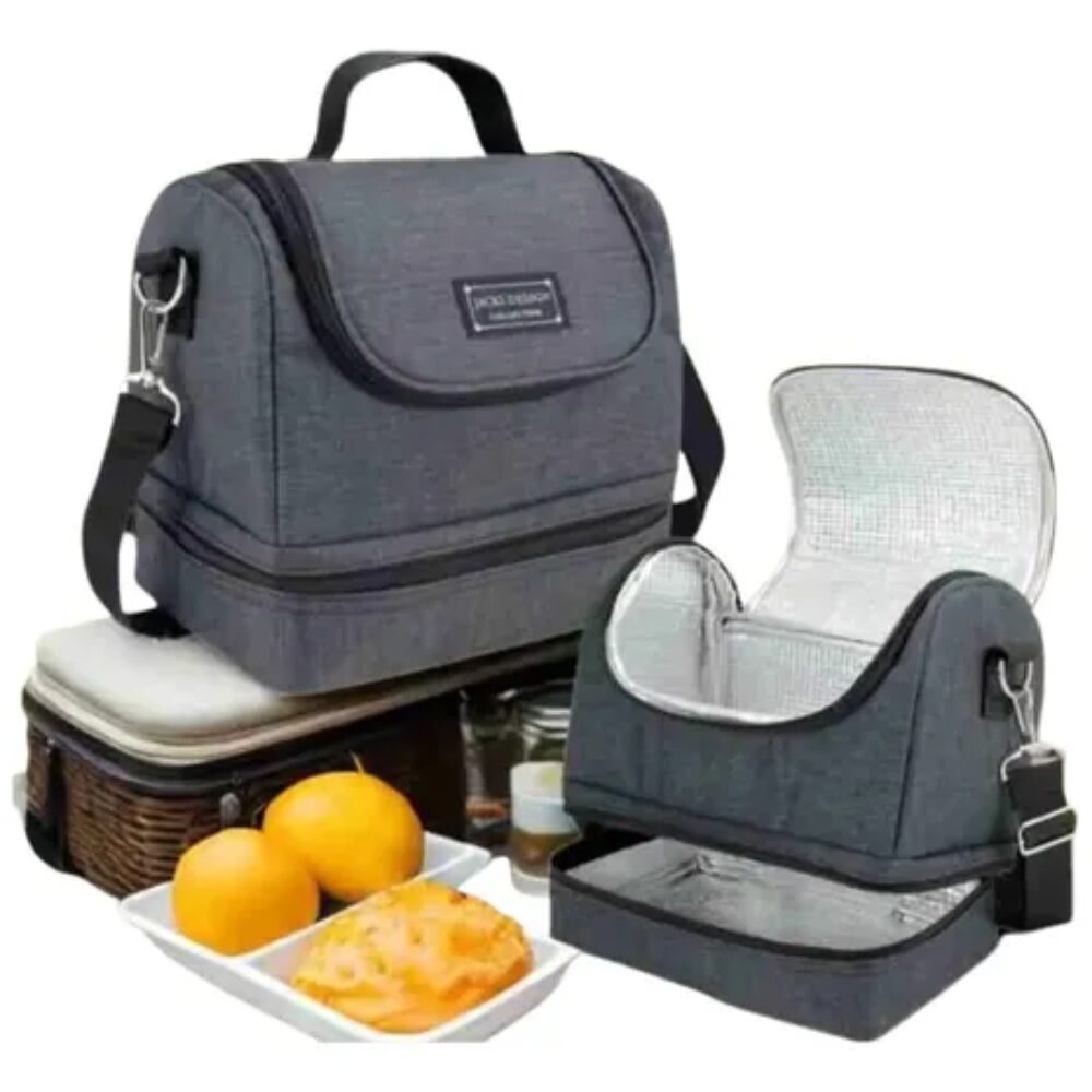 Bolsa Térmica Lancheira 2 Compartimentos para Marmita e Bebidas Ajustável - Imagem 8