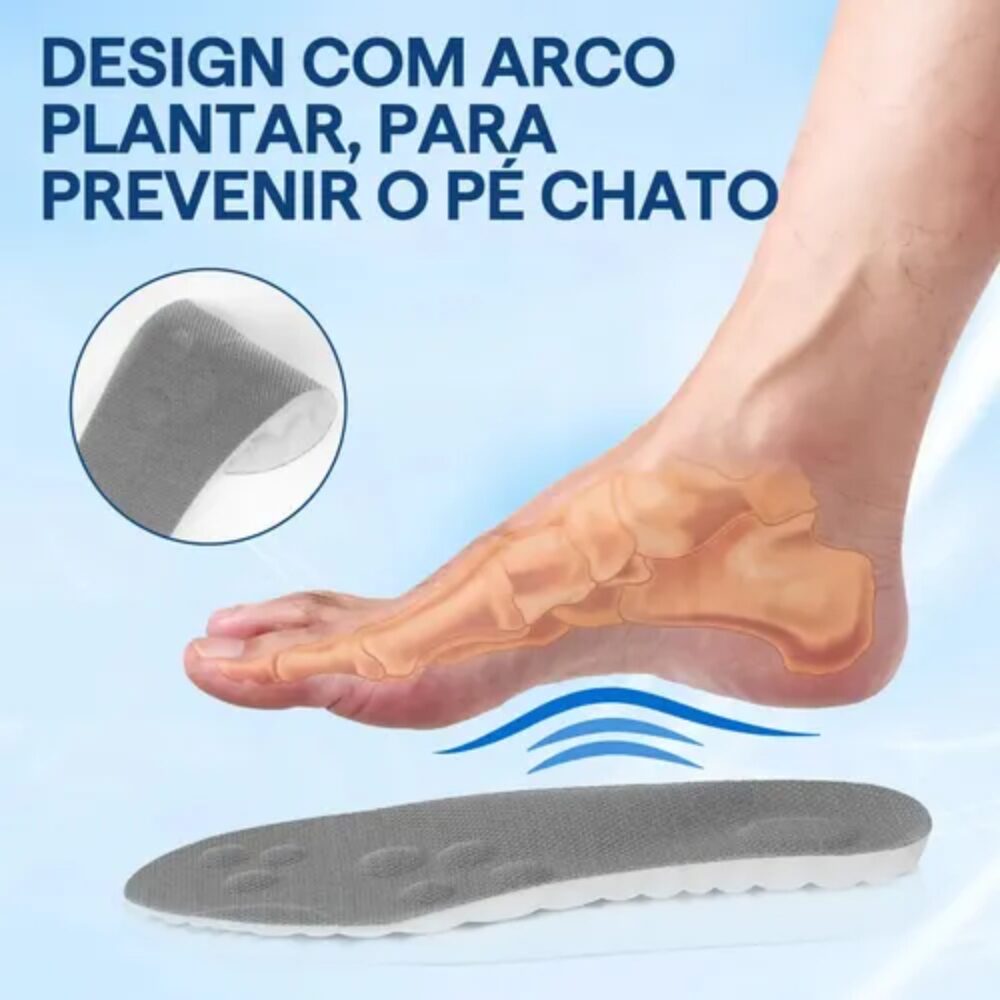 Palmilha Ortopédica Unissex Suporte Arco 4d Absorção Impacto Tênis - Imagem 12