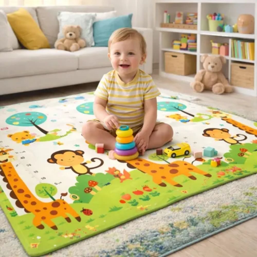 Tapete Infantil Dobrável Atividades Dupla Face Estampa Floresta Anti Impacto - Imagem 6