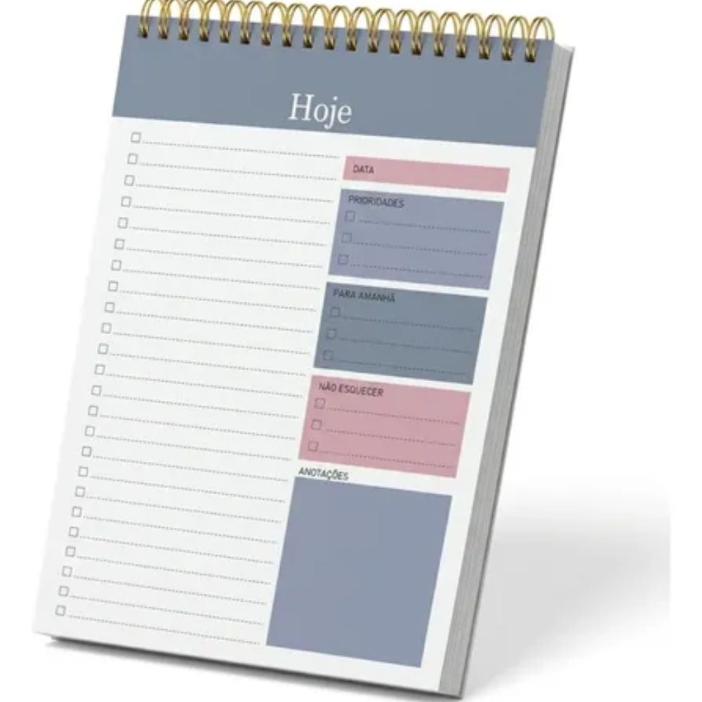Planner Diário Vertical Espiral com Checklist 50 Folhas Organização - Imagem 5