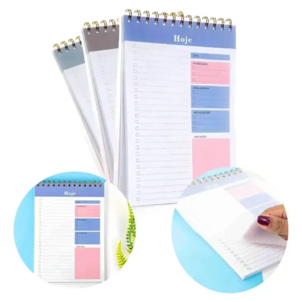 Planner Diário Vertical Espiral com Checklist 50 Folhas Organização - Imagem 6