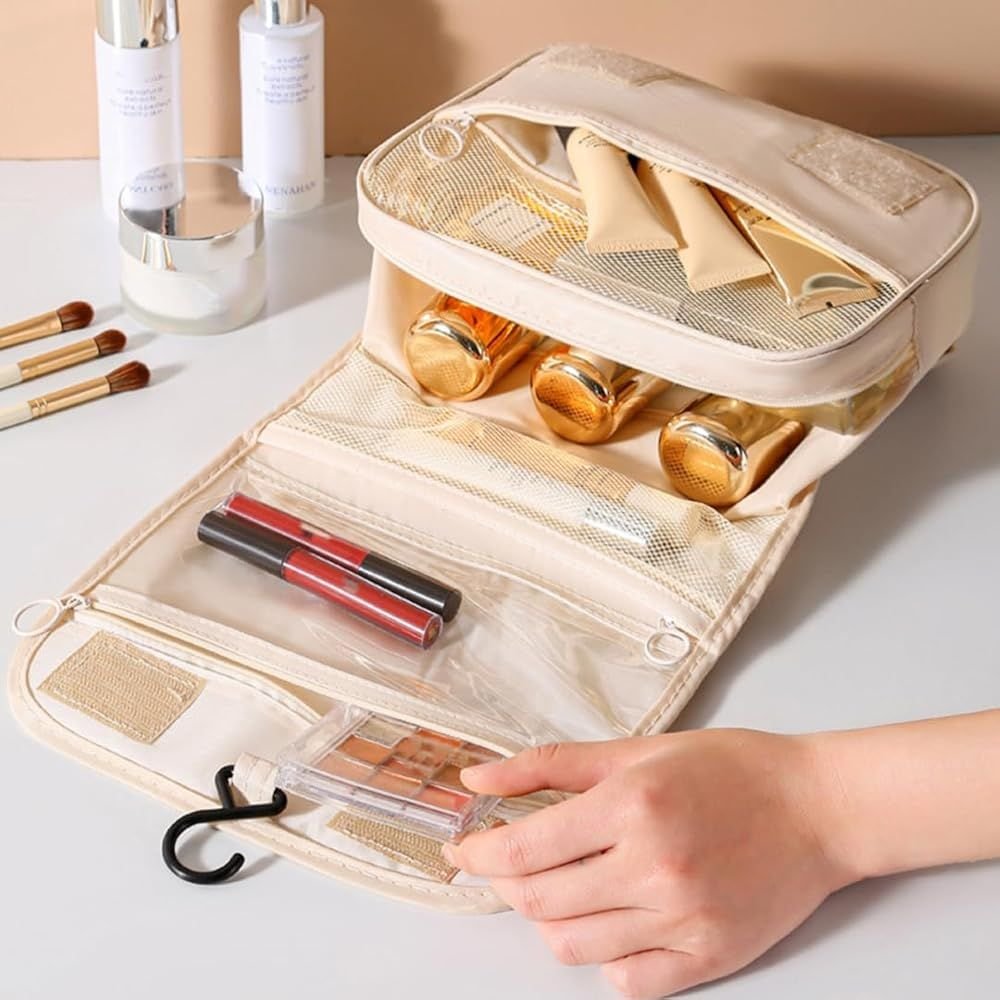 Necessaire Pendurável Organizadora Maquiagem Viagem com Compartimentos - Imagem 7