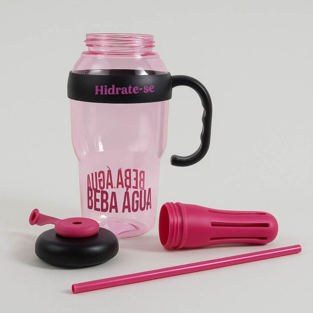 Garrafa de Água Chá 1300ml Filtro Infusor Canudo Tampa Academia Fitness - Imagem 5