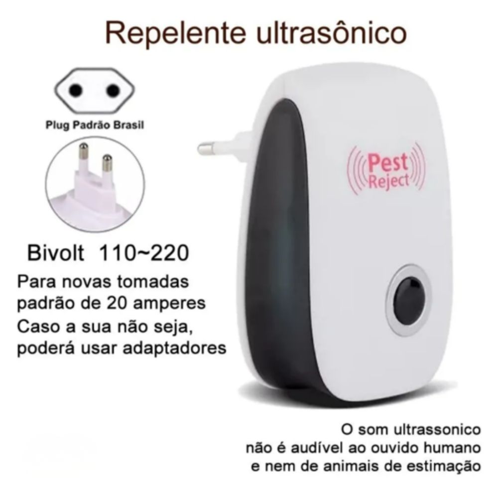 Repelente Eletrônico Ultrassônico Bivolt Espanta Insetos Mosquitos Baratas - Imagem 4