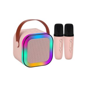 Caixa de Som Karaokê Bluetooth 2 Microfone sem Fio Led Portátil Recarregáveis