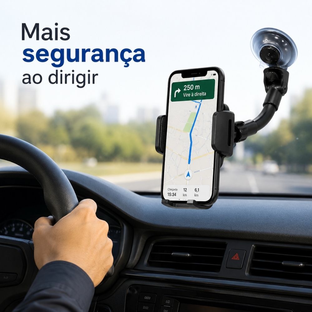 Suporte de Celular para Carro Veicular com Ventosa Forte Vidro Universal - Imagem 3