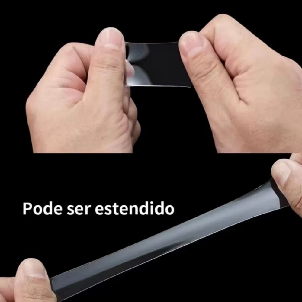 Fita Dupla Face Transparente 3m Extra Forte Reutilizável Parede Porta - Imagem 3