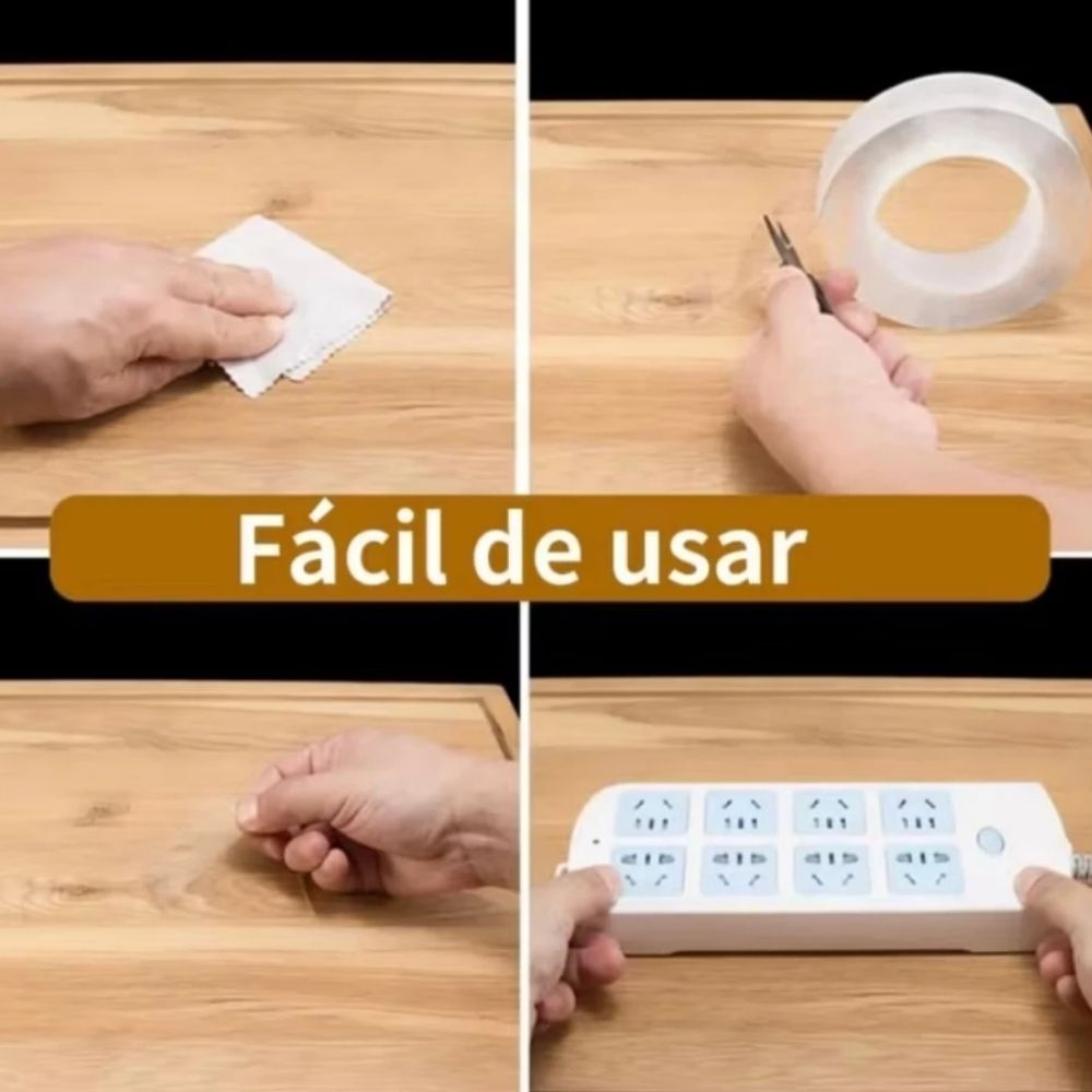 Fita Dupla Face Transparente 3m Extra Forte Reutilizável Parede Porta - Imagem 4