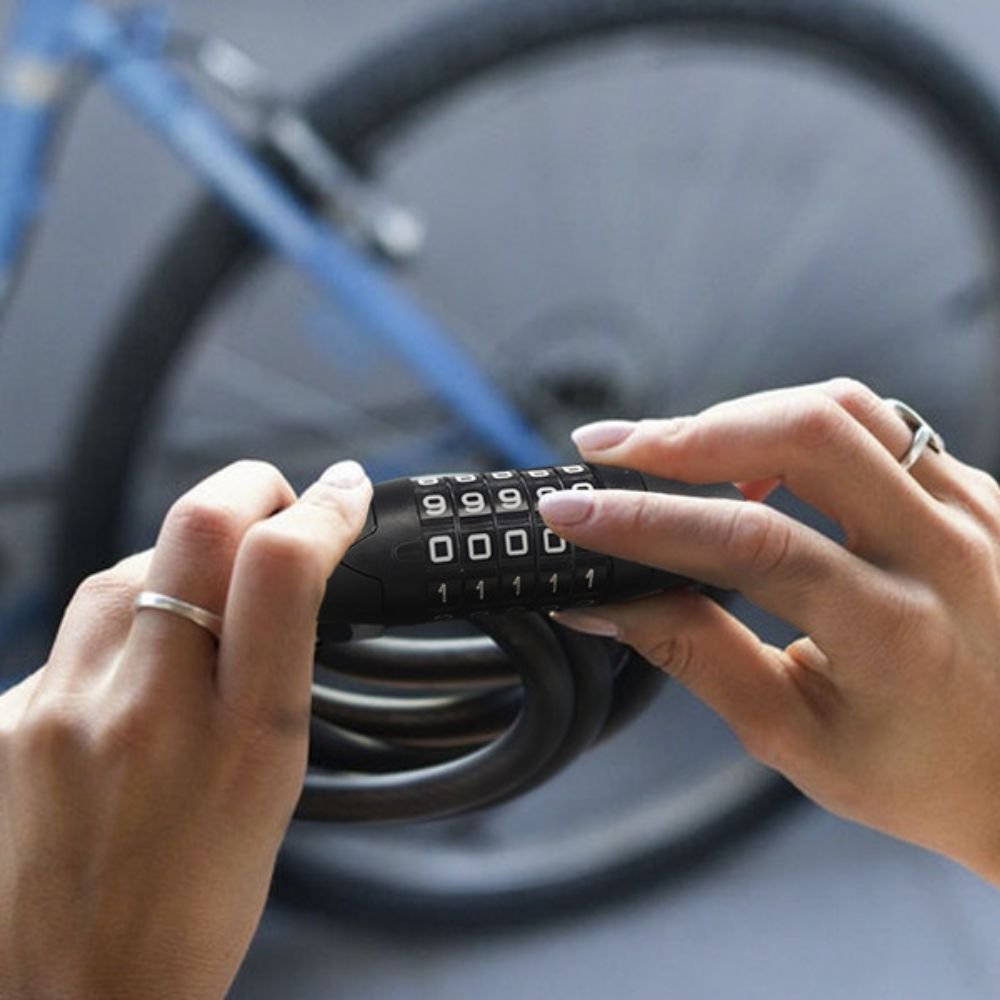 Cadeado Bicicleta Com Senha Corrente Aço 120cm Revestimento Silicone Antifurto - Imagem 2