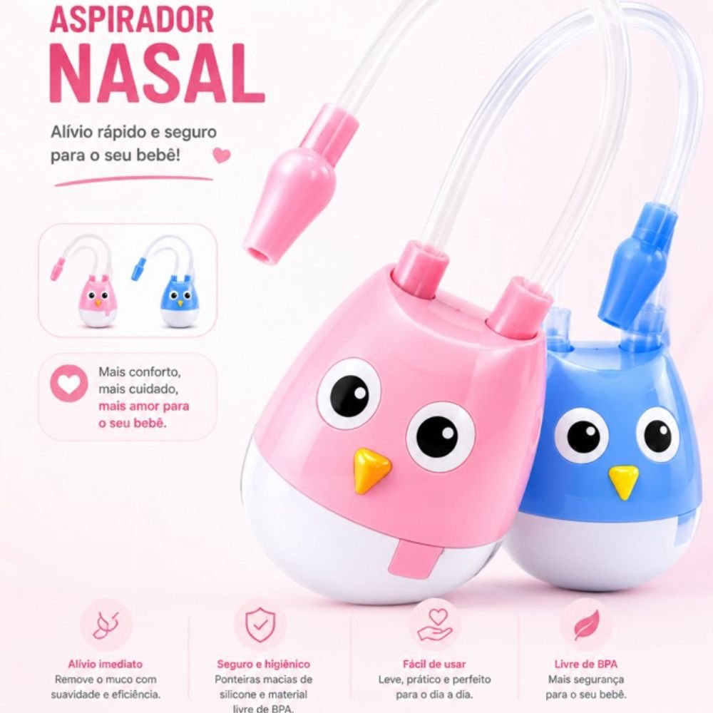 Aspirador de Nariz para Bebê Manual Silicone Macio Lavável Higiene Nasal - Imagem 4