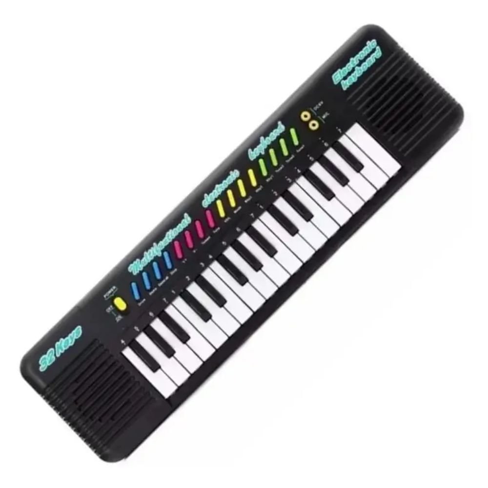 Piano Teclado Infantil Microfone Karaokê 32 Teclas Brinquedo Musical Educativo