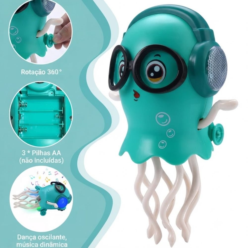 Brinquedo Interativo Polvo Dançante Infantil Led Música Sensor de Obstáculos - Imagem 4