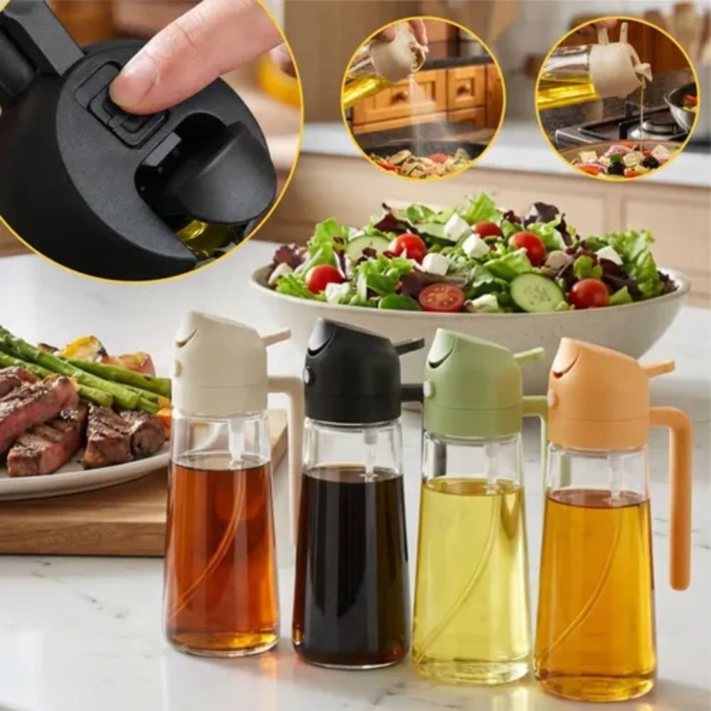 Kit 2 Galheteiros Pulverizadores Óleo Azeite 470ml Spray Borrifador 2 em 1 - Imagem 2