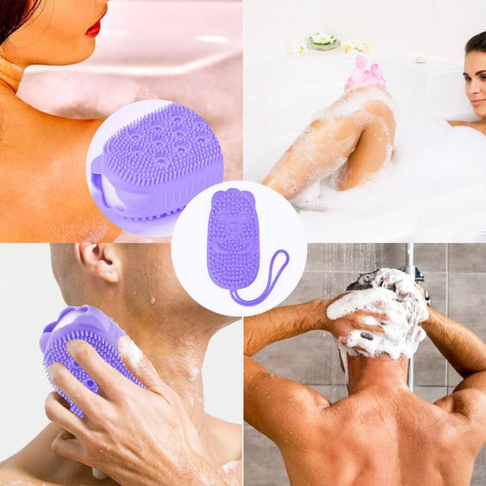 Bucha de Banho Silicone Massageadora Corporal Esponja Dupla Face Esfoliação - Imagem 4