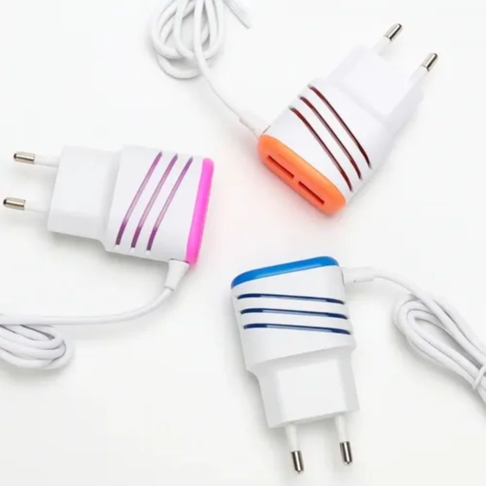 Kit 5 Carregador Turbo V8 3.6a Ultra Rápido 2 Usb Bivolt com Cabo 1 Metro - Imagem 3