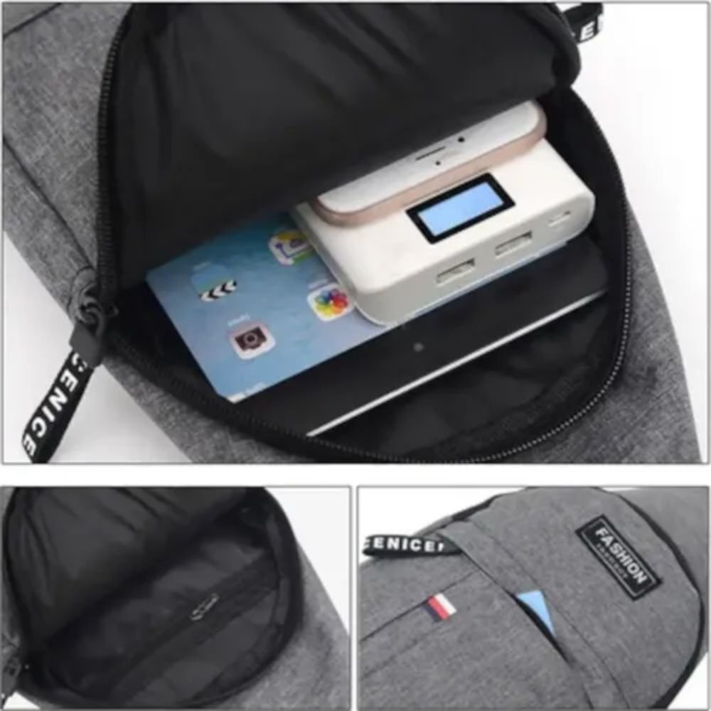 Bolsa Tiracolo Masculina Transversal Pochete Ombro Ajustável Grande Casual - Imagem 4