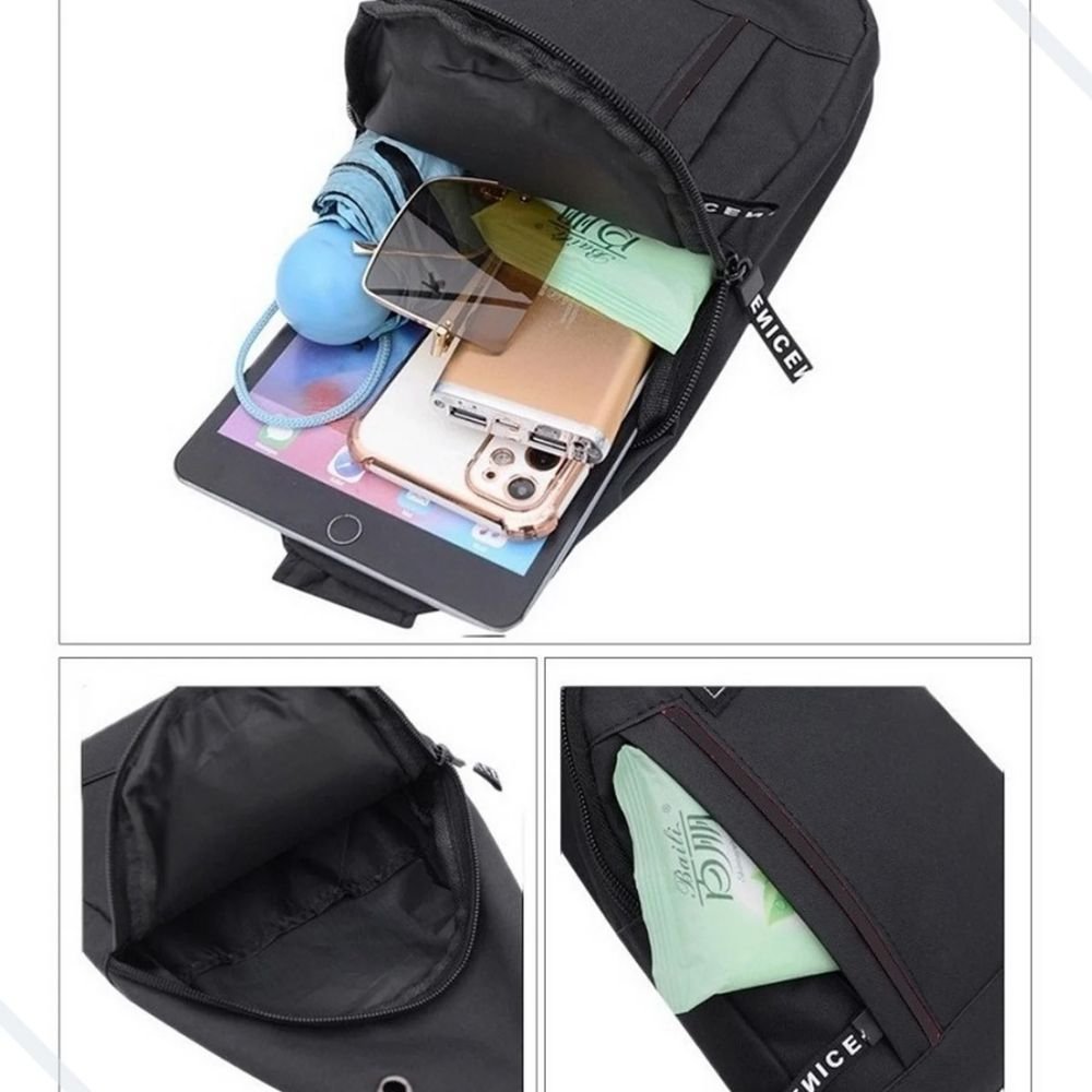Kit 3 Bolsa Tiracolo Masculina Transversal Pochete Ombro Ajustável Casual - Imagem 3