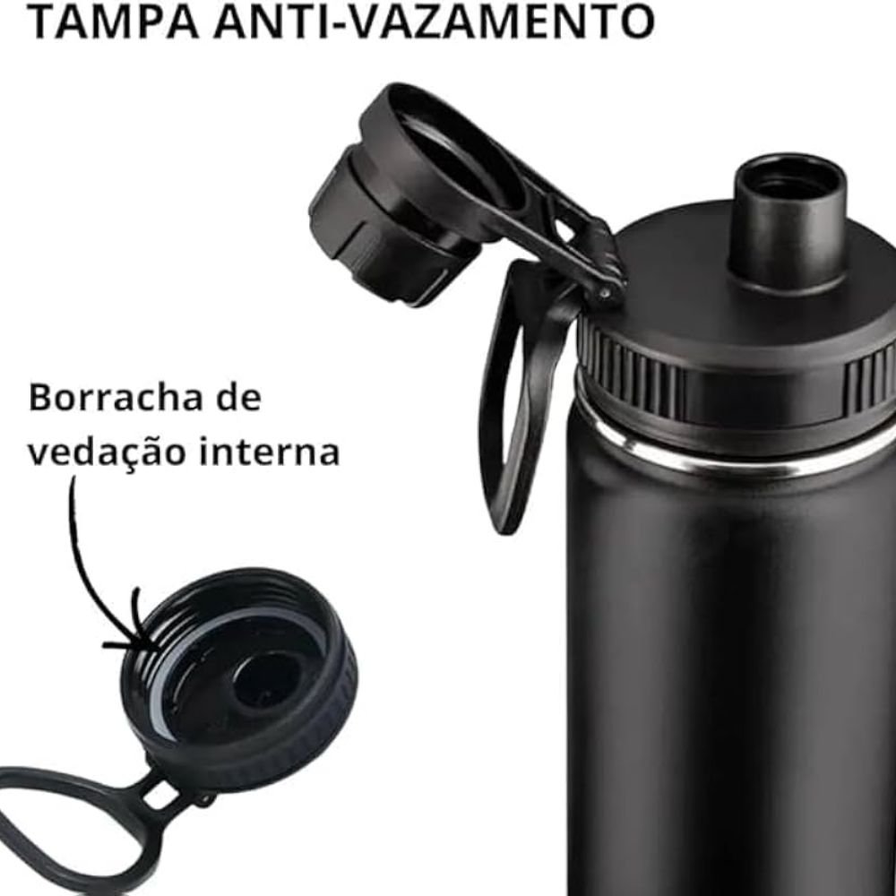 Garrafa Térmica Inox 800ml com Alça e Bico Parede Dupla Quente e Frio Vedada - Imagem 4